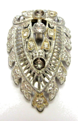 Art Deco Vintage Silver Tone Rhinestone Dress Clip Shoe Clip Ornament jewelry