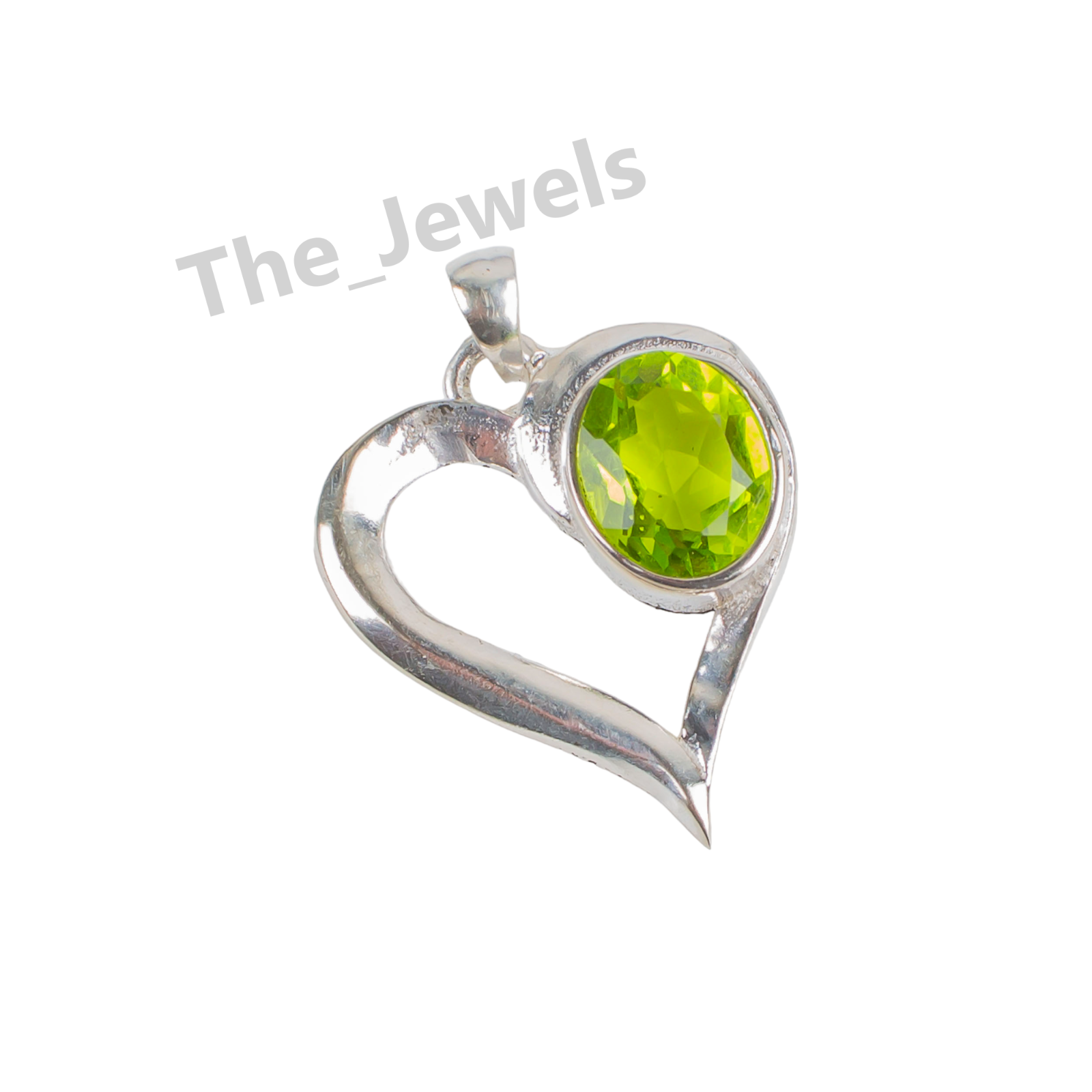 Natural Peridot Gemstone 925 Sterling Silver Heart Pendant For Special One 1.02
