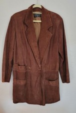 Roberto Fabris Paris Coat Vintage Brown Leather Knee Length Sz 36 XS/S