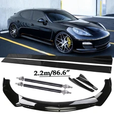 Front Bumper Lip Spoiler Side Skirts Rear Lip Glos Black For Porsche Panamera