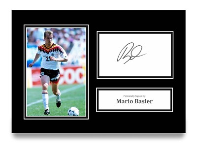 Mario Basler Signed A4 Photo Autograph Germany Bayern Munich Gift Display + COA
