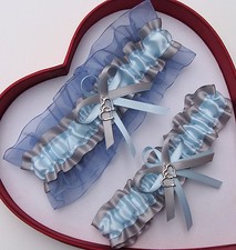 NEW Gorgeous Light Blue Silver Smoke Blue Wedding Garter Prom  GetTheGoodStuff 