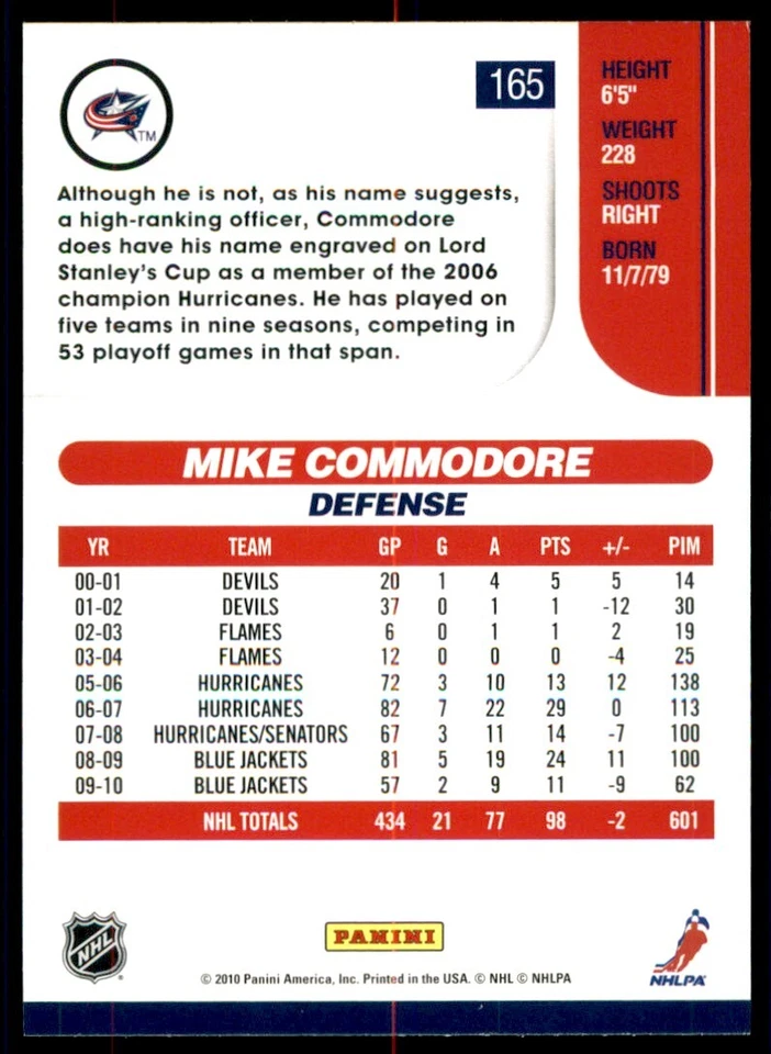 2010-11 Score Mike Commodore #165 - Image 2 of 2
