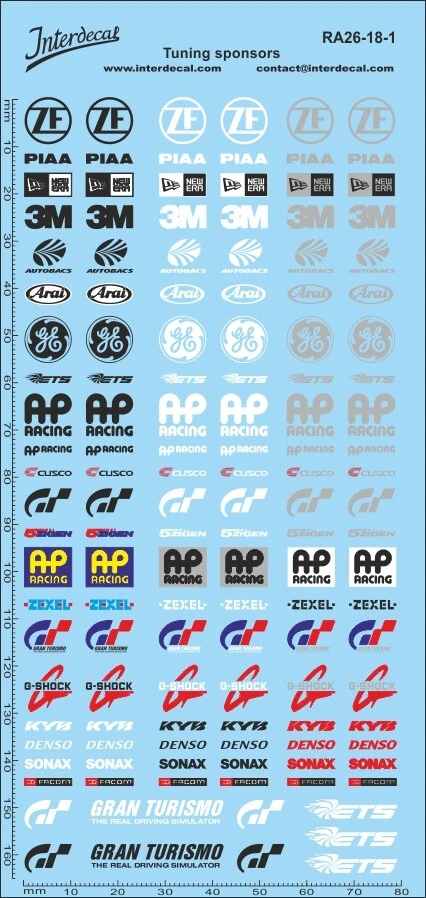 Courses de Rue Réglage des sponsors 26 1/18 Décalcomanies 170x80mm INTERDECAL - Photo 1/1