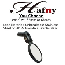 Hafny HF Bike Bar End Rear View Mirror MTB or Road Stainless Steel/ Glass MR083