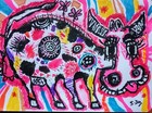 Tableau peinture vache holstein Normande taureau Salers Graffiti 21x30cm/feuille