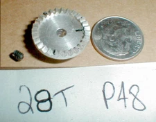 28 Tooth Alum Slot Car Crown Gear & Set Screw 48 Pitch for 1/8" Axle 1960 NOS