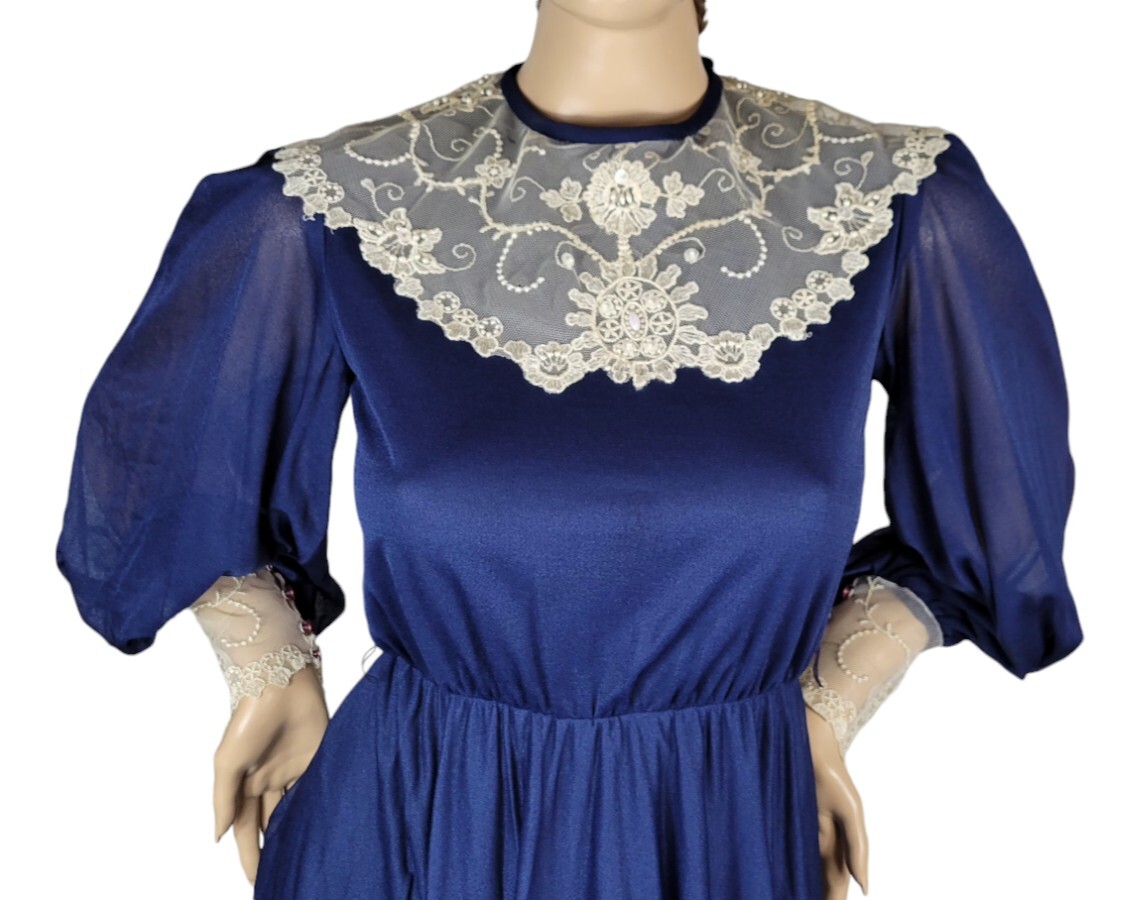 Vintage 70s Creations by Aria Victorian Lace Prairie Dress Gunne