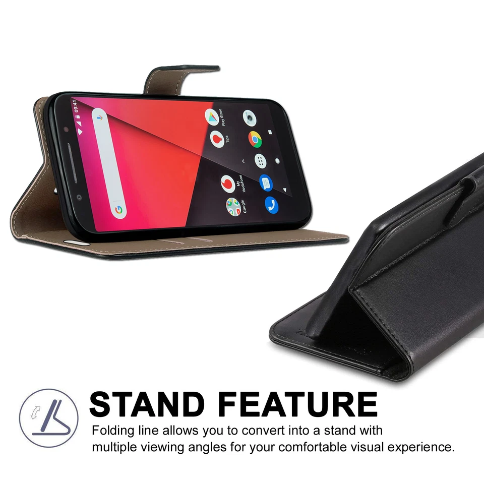 Funda Para Vodafone Smart V10 X9 N8 E8 Abatible Cuero Antigolpes Billetera Teléfono Cubierta Foto 2 de 4