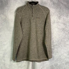 Eddie Bauer Men's Sz L Tall 1/4 Zip Sweater Fleece Pullover Brown Heathered