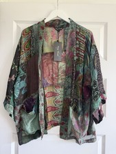 NWT Young Threads Boho Patchwork Sheer Kimono Medium