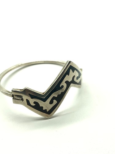 VTG TJ-67 Turquoise Mexico 925 Sterling Silver Aztec Bracelet 6.75” 29g 37.8mm - Picture 9 of 15