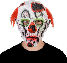 Halloween Scary Evil Clown Mask Horror Face Zombie Costume Adult