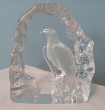 Mats Jonasson Eagle, Crystal Art Glass Sculpture  Sweden SIGNED