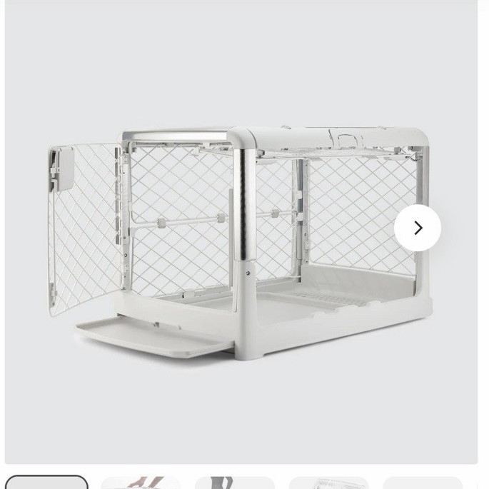 Diggs Revol Dog Pet Crate 36 in Collapsible Metal, Size M, White with crate bed!