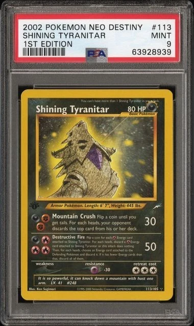 2002 POKEMON NEO DESTINY 1ST ED #113 SHINING TYRANITAR PSA 9