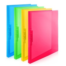 CRANBURY Punchless Clamp Binder 4-Pack, Assorted 8.5x11", 4 Colors