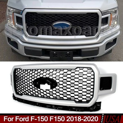 For 2018-2020 Ford F-150 F150 Honeycomb Ingot Silver Front Bumper Grille Replace