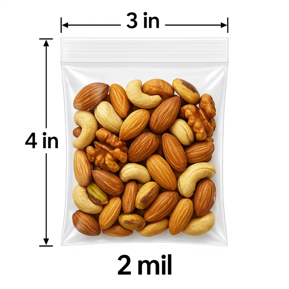 Clear Zip Lock Bags 3x3 3x4 3x5 3x8 3x12 Inch 2 Mil Resealable Poly Plastic Bags - Image 2 of 4