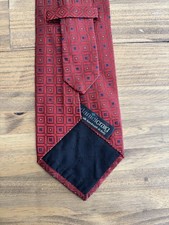 Daniel Craig Handmade In Italy Silk Tie, Red And Blue Geometric