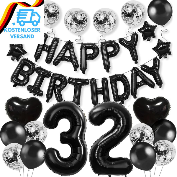Luftballons 32. Geburtstag Dekoration Set, Schwarz Geburtstagsdeko 32 Jahre MäNn-image