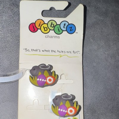 Jibbitz Easter Bunny w/ Eggs Shoe Charm Set of 2 Multicolor Plastic