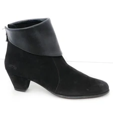ARCHE Bootie In Black Nubuck Leather Cuffed Zip $425 Size 38 7 7.5