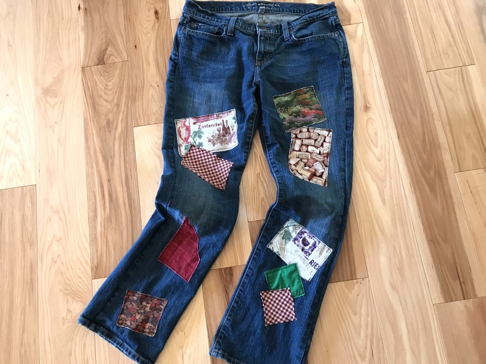 Upcycled Patchwork Jeans, Size 6 Short: Handmade … - image 15