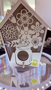 ArtMinds LED Light-Up Hanging Wood Bird House, White, 1 Compartment