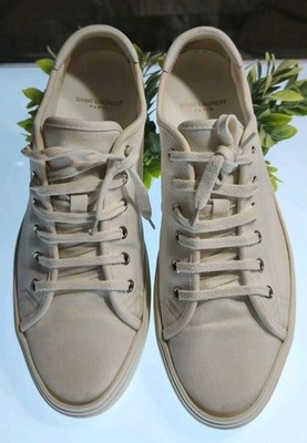 Saint Laurent Malibu Low Canvas Sneakers White EU 43 US 10 As Is YSL