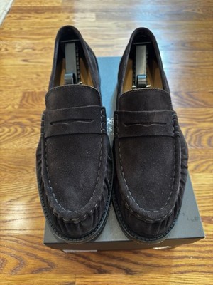 Hawes & Curtis Men s Ruched Suede Chocolate loafers Size 10 US 9 UK