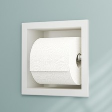 Recessed Toilet Paper Holder White Stainless Steel Built-in Tissue P...