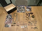 VINTAGE ESTATE JEWELRY BOX LOT BAKELITE BUTTON RINGS BRACELETS EARRINGS NECKLACE
