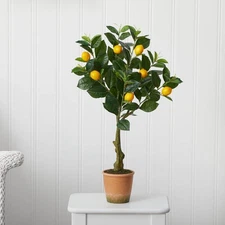 Nearly Natural 28 in. Artificial Lemon Tree in Decorative Planter