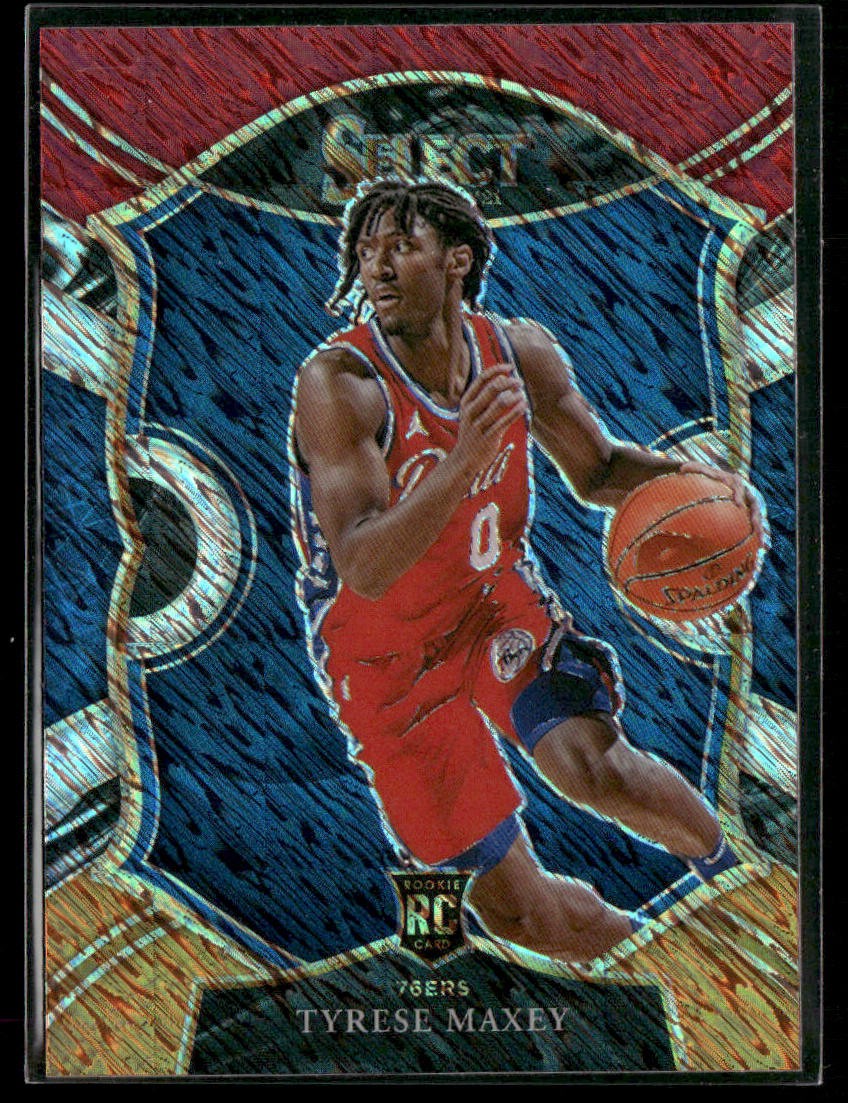 2020-21 Panini Select #81 Tyrese Maxey Red White Orange Shimmer Rookie
