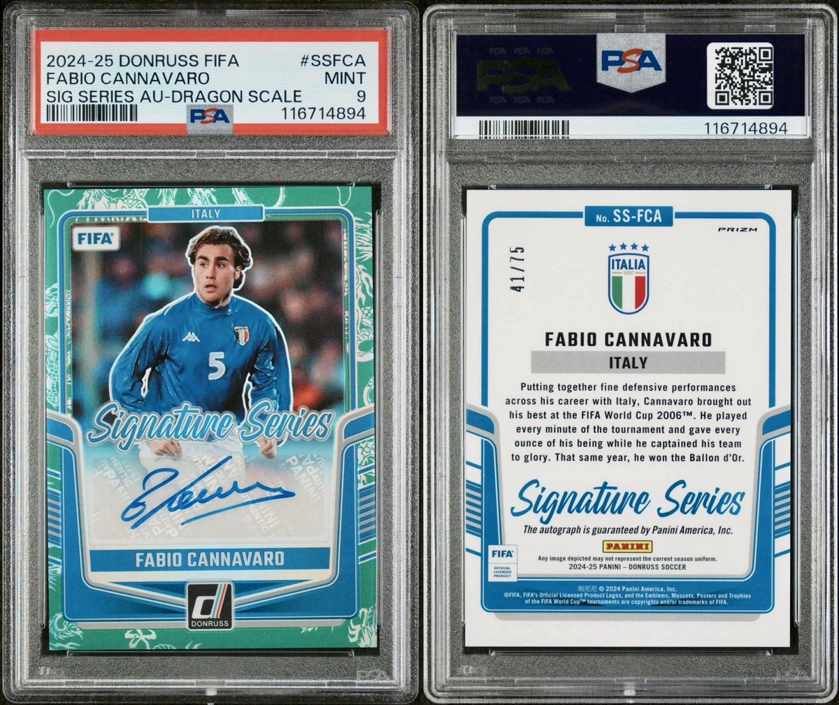 Fabio Cannavaro Signed 2024-25 Donruss FIFA SIG Series Dragon