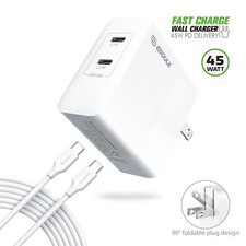 Fast 45W Wall Charger USB-C Compact Travel Charge Block For Laptop Tablet iPhone
