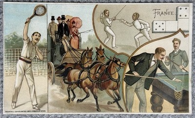 1893 Trade Card Arbuckle Brothers Coffee France  Sports And Pastimes