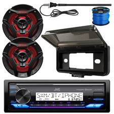 JVC KDX38MBS USB Receiver, 2x 6.5" Black LED Speaker, Radio Cover, Antenna, Wire