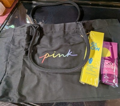 VICTORIA SECRET PINK Black TOTE & GLOWY COCO PASSION GRADUAL TANNING LOTION Lot