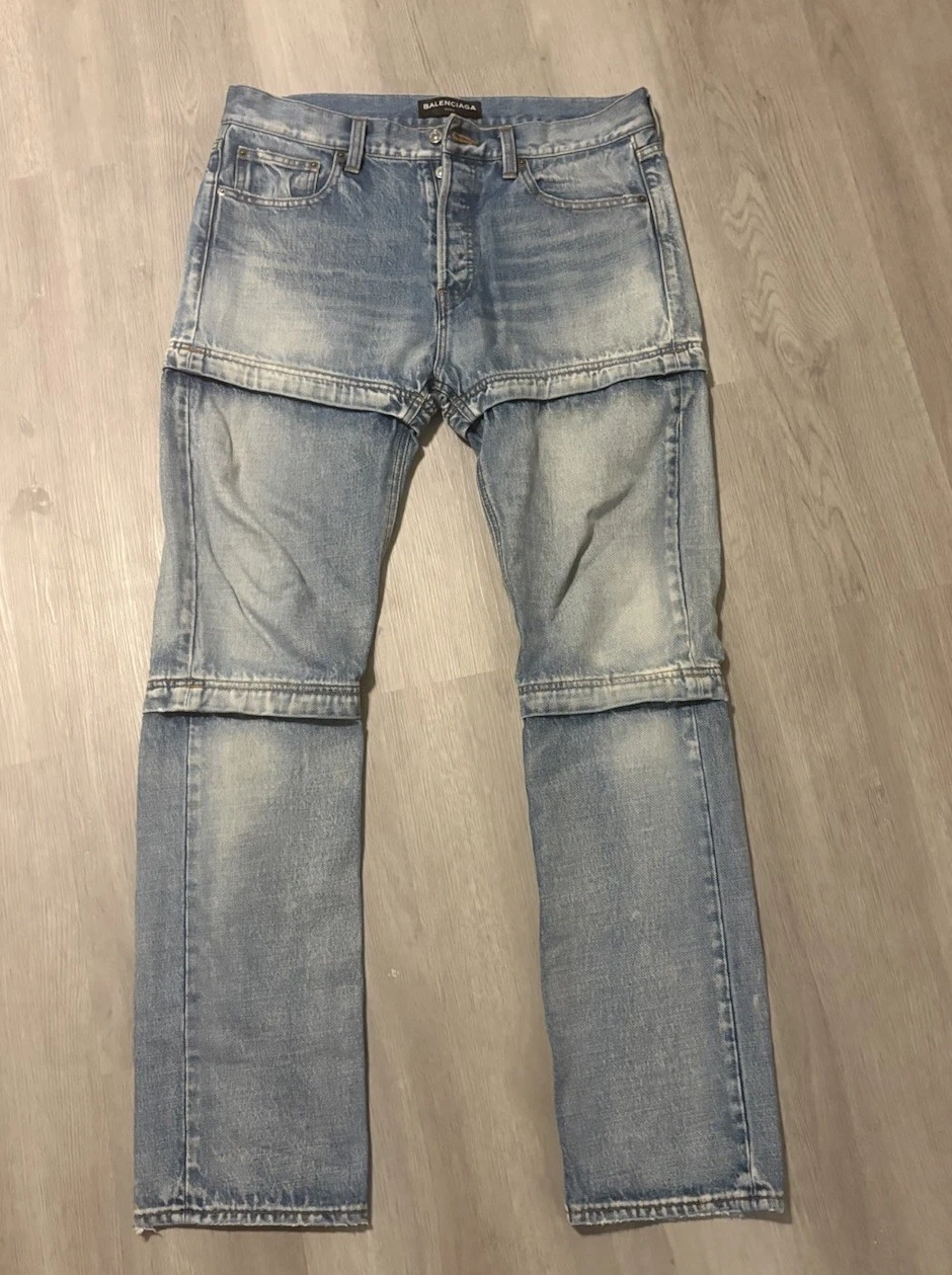 Balenciaga — Balenciaga SS18 Convertible Zipper Denim Pants Size 32