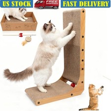 2-in-1 Cat Scratching Board Multifunctional Durable L-shaped Cardboard Toy Ball