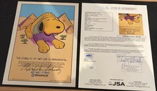 Charles Schulz Signed 1988 MetLife "Snoopy Sphinx" print advertisement JSA LOA