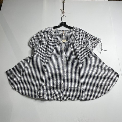 #ad #ad FREE PEOPLE Farley Gingham Tunic Top Women#x27;s Size S Navy Combo $96.00