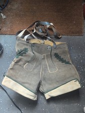 Vintage Bergfreund German Lederhosen Grey Suede Shorts Oktoberfest Men s 48