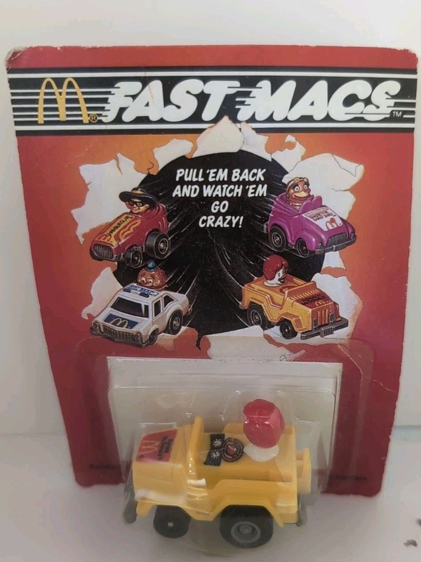 Fast Macs Toy Car - Pull Em Back Ronald McDonald Runabout 1985