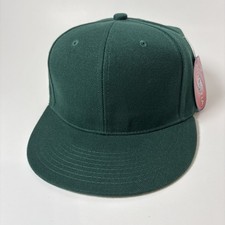 7 5/8 Flat Bill Dark Green Baseball DK 6 Panel Cap/Hat