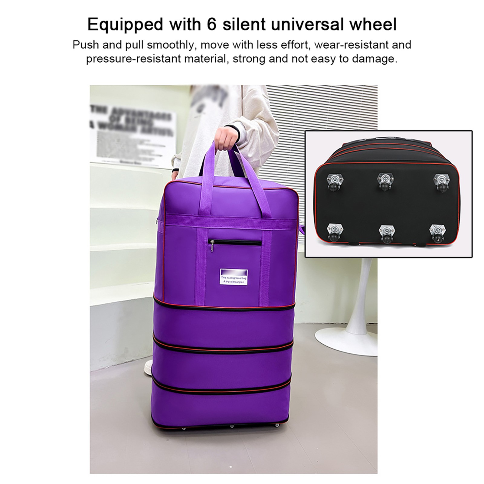 Expandable Luggage Bag Foldable Suitcase Bag Large Capacity Oxford Travel Duffel