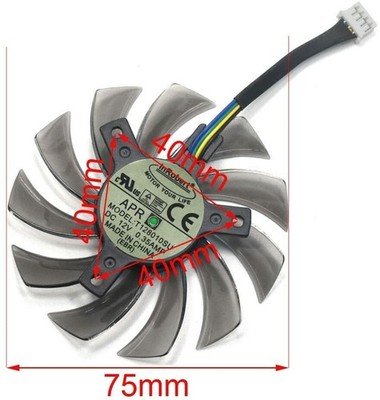 GIGABYTE Graphics Fan T128010SU 75mm 40mm 12V 0.35A 4Pin Plug  *tm