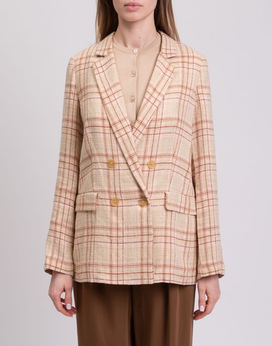 RRP €690 FORTE_FORTE Tweed Blazer Jacket Size 1 S Linen Blend Double Breasted - Picture 3 of 8
